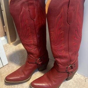 Dingo Red Leather Cowboy Boots